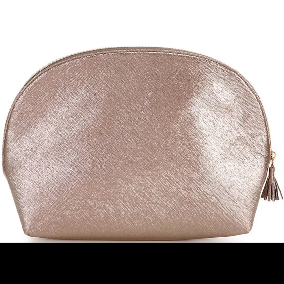 NWT Gemma Layne Large Vegan Leather Oval Cosmetic Pouch in Bronze - Picture 2 of 4